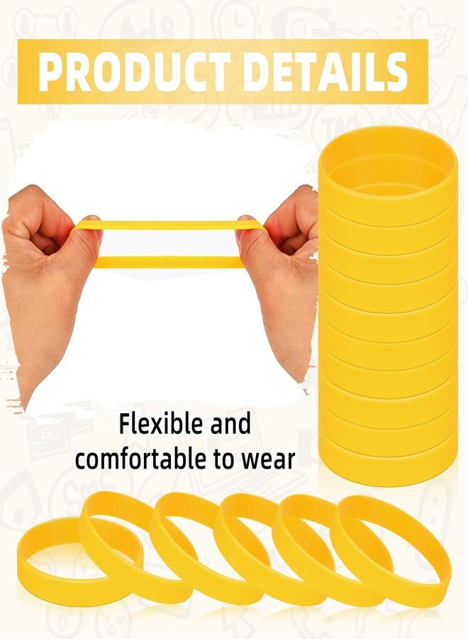 MATEPLUS 12 Pieces Rubber Bands For Bracelets, Blank Stretch Silicone Wristbands For Teens, Party, Gift-Yellow - Image 2